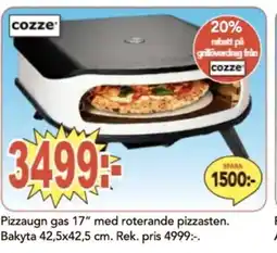Pizzaugn gas 17" med roterande pizzasten