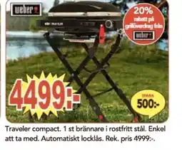 Bo Ohlsson WEBER Traveler compact. 1 st brännare i rostfritt stål erbjuda