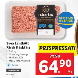 Lidl Svea Lantkött Färsk fläskfärs erbjuda