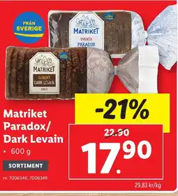 Lidl MATRIKET Paradox/ Dark Levain erbjuda