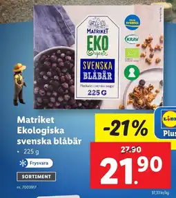 Lidl MATRIKET Ekologiska svenska blåbär erbjuda