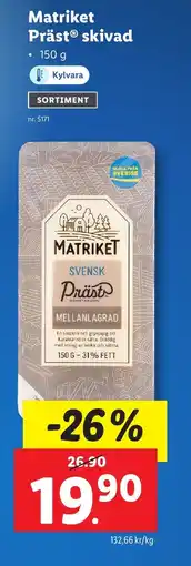 Lidl MATRIKET PrästⓇ skivad erbjuda