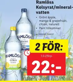 Lidl RAMLÖSA Kolsyrat/mineral- vatten erbjuda