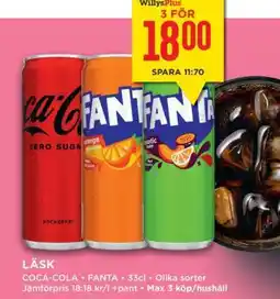 Willys LÄSK COCA-COLA • FANTA erbjuda