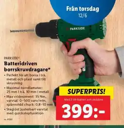 Lidl PARKSIDE Batteridriven borrskruvdragare erbjuda