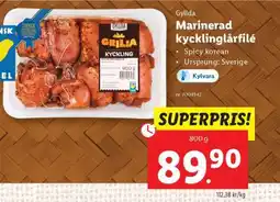 Lidl Gylla Marinerad kycklinglårfilé erbjuda