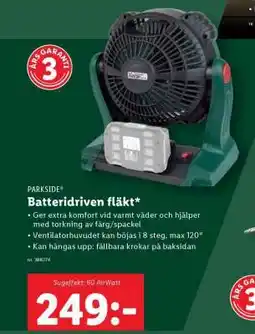 Lidl PARKSIDE Batteridriven fläkt erbjuda