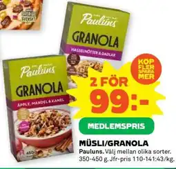Coop Pauluns Müsli/Granola erbjuda