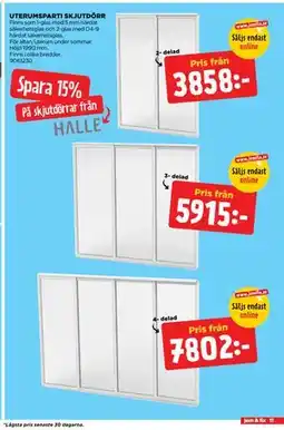 Spara 15% På skjutdörrar från HALLE