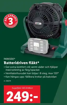 Lidl PARKSIDE® Batteridriven fläkt erbjuda