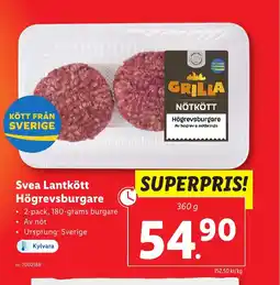 Lidl Svea Lantkött Högrevsburgare erbjuda