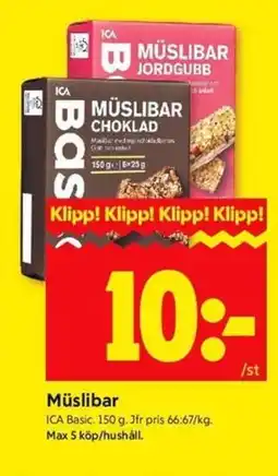 ICA Kvantum ICA Müslibar erbjuda