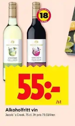 ICA Kvantum JACOB'S CREEK Alkoholfritt vin erbjuda