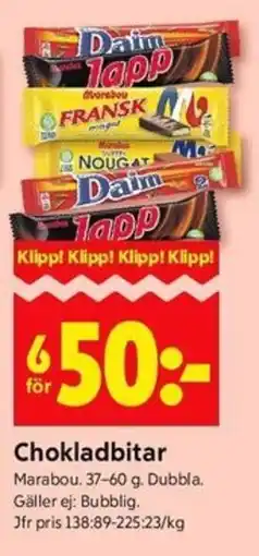ICA Kvantum MARABOU Chokladbitar erbjuda