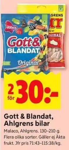 ICA Kvantum MALACO Gott & blandat, ahlgrens bilar erbjuda