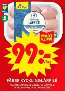 ICA Maxi Färsk kycklinglårfilé erbjuda