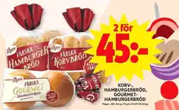 ICA Maxi PAGEN Korv-, hamburgerbröd, gourmet- hamburgerbröd erbjuda