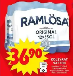 ICA Maxi RAMLÖSA Kolsyrat vatten erbjuda