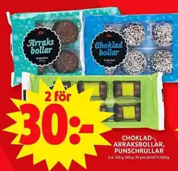 ICA Maxi ICA Choklad-, arraksbollar, punschrullar erbjuda