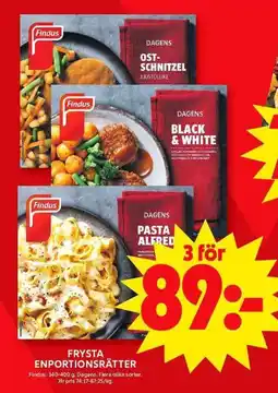 ICA Maxi FINDUS Frysta enportionsrätter erbjuda