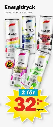 Pekås CELSIUS Energidryck erbjuda