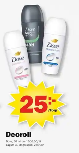 Pekås DOVE Deoroll erbjuda
