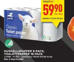 Willys Hushållspapper 8-pack, Toalettpapper 16-pack erbjuda