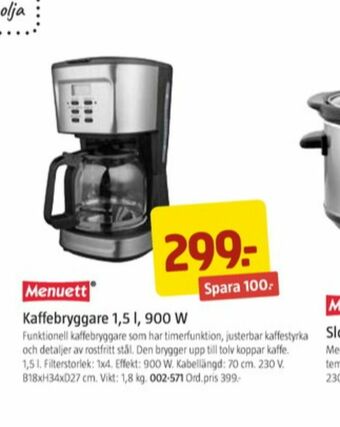 Jula Menuett Kaffebryggare erbjuda