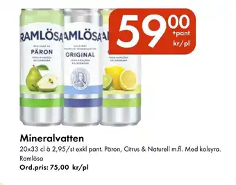 Snabbgross RAMLÖSA Mineralvatten erbjuda