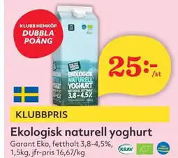 Östenssons Ekologisk naturell yoghurt erbjuda