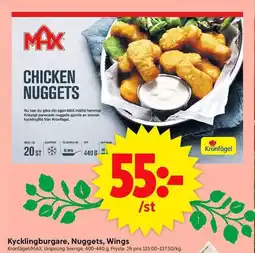 ICA Supermarket Kycklingburgare, Nuggets, Wings erbjuda
