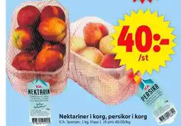 ICA Supermarket Nektariner i korg, persikor i korg erbjuda