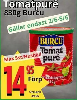 Supergrossen BURCU Tomatpuré erbjuda