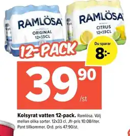 RAMLÖSA Kolsyrat vatten 12-pack