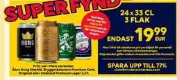 Border Shop Åbro Kung Starköl, Bryggmästarens Premium Gold, Original eller Småland Premium Lager 5,2% erbjuda