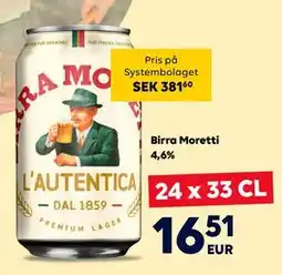 Border Shop Birra Moretti erbjuda