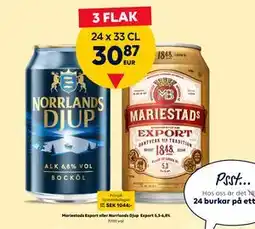 Border Shop Mariestads Export eller Norrlands Djup Export 5,3-6,8% erbjuda