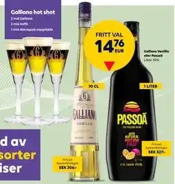 Border Shop Galliano Vanillia eller Passoã erbjuda