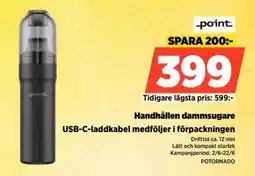 Power Point handhållen dammsugare usb-c-laddkabel medföljer i förpackningen erbjuda