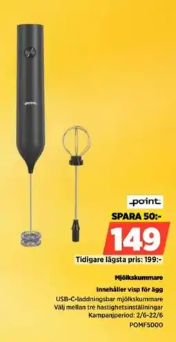 Power Point mjölkskummare innehåller visp för ägg usb-c-laddningsbar mjölkskummare välj mellan tre hastighetsinställningar erbjuda