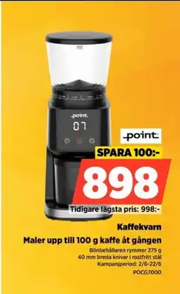 Power Point kaffekvarn maler upp till 100 g kaffe åt gången erbjuda