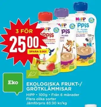 Ekologiska Frukt-/ Grötkämmisar 3x100g