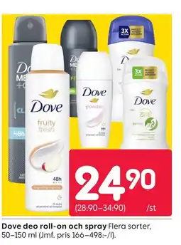 Rusta DOVE deo roll-on och spray erbjuda