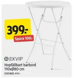 Jula Hopfällbart barbord 110xØ80 cm erbjuda