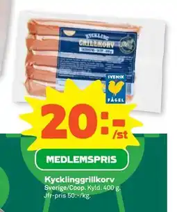 Stora Coop Kycklinggrillkorv erbjuda