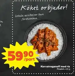 Stora Coop Korvstroganoff med ris erbjuda