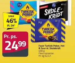 Fleggaard Fazer Tyrkisk Peber, Hot & Sour el. Skolekridt erbjuda