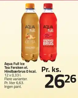 Fleggaard Aqua Full Ice Tea Fersken el. Hindbærbrus 0 kcal. erbjuda
