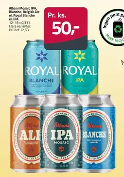 Fleggaard Albani Mosaic IPA, Blanche, Belgisk Ale el. Royal Blanche el. IPA erbjuda