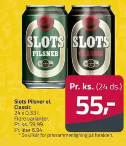 Fleggaard Slots Pilsner el. Classic erbjuda